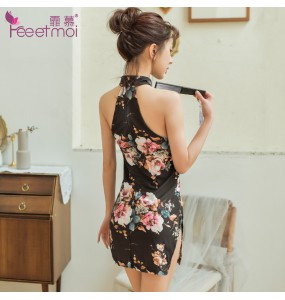 FEE ET MOI Lace Cheongsam Lingerie (Black)